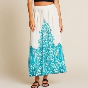 Soft Surroundings Sz‎ MP Skirt Teal Sheer Lined